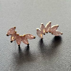 Pink and gold ear climber earrings